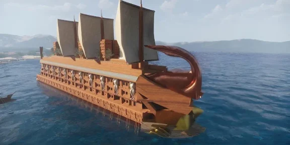 Το μεγαλύτερο κρουαζιερόπλοιο της αρχαιότητας. Διέθετε αίθουσα ψυχαγωγίας, γυμναστήριο, πισίνα, στάβλους και ισχυρότατο αμυντικό σύστημα...
