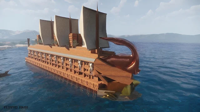 Το μεγαλύτερο κρουαζιερόπλοιο της αρχαιότητας. Διέθετε αίθουσα ψυχαγωγίας, γυμναστήριο, πισίνα, στάβλους και ισχυρότατο αμυντικό σύστημα…
